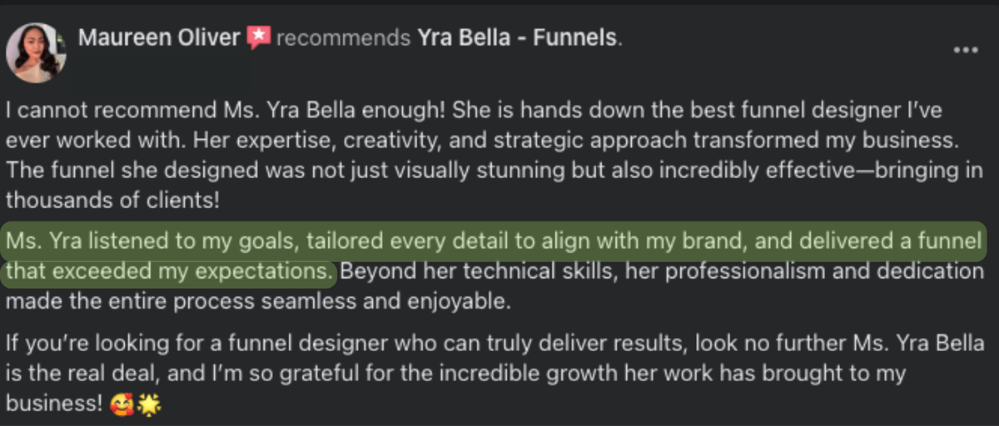 Client testimonial
