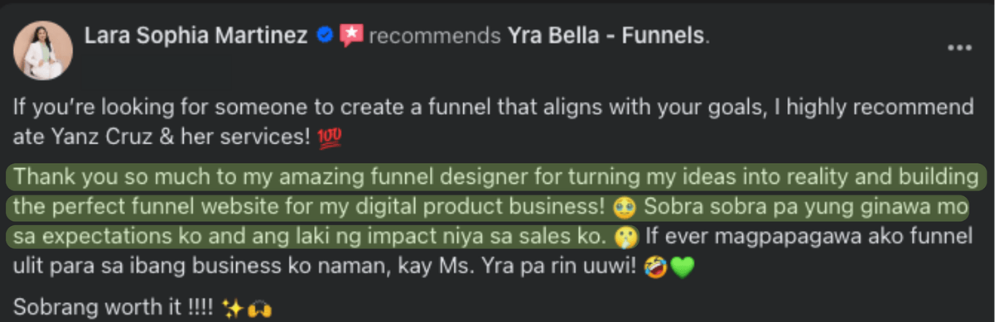 Client testimonial